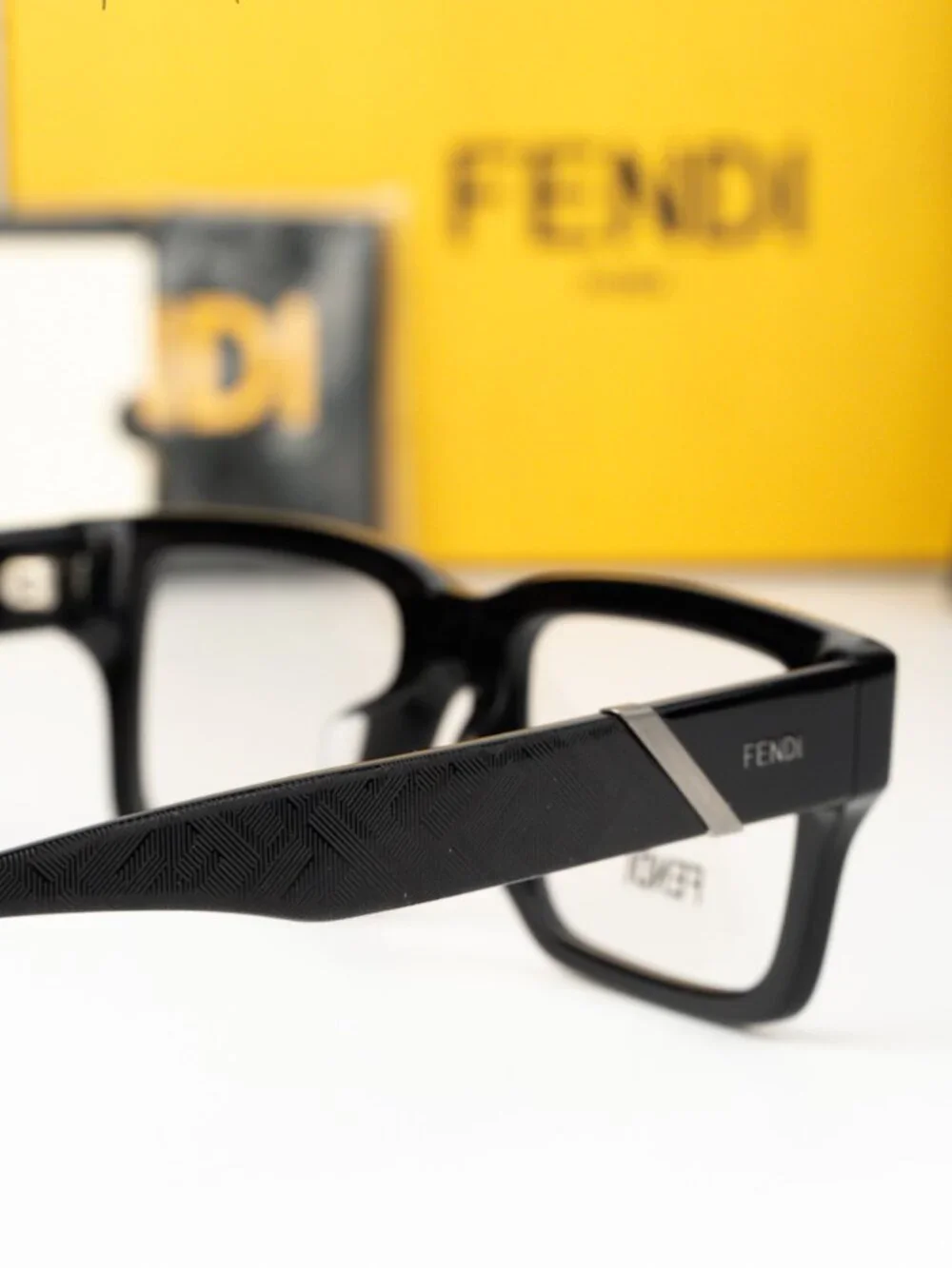 Fendi DIAGONAL Women Eyeglasses Square Black Demo FE50114F 001 NEW AUTHENTIC